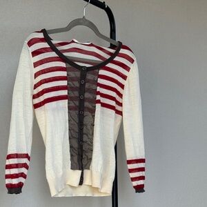Sparrow by Anthropologie Red and Cream Striped Blouse